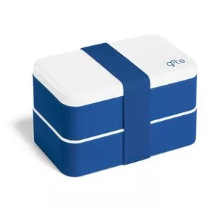 Marmita Lunch Box<BR>- Azul Escuro & Branca<BR>- 10,4x18,5x10,4cm<BR>- Gîte