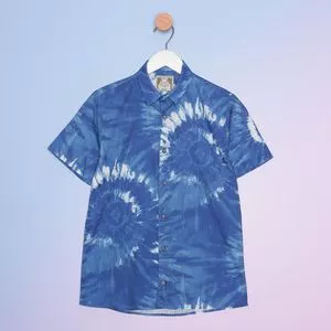 Camisa Juvenil Tie-Dye<BR>- Azul & Off White