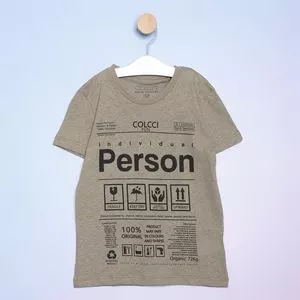 Camiseta Juvenil Com Inscrição<BR>- Taupe & Preta