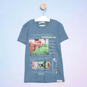 Camiseta Juvenil Skateboard Art<BR>- Azul & Verde