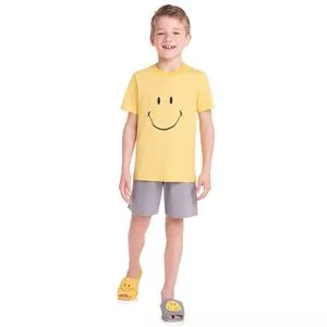 Pijama Infantil Smile<BR>- Amarelo & Cinza Claro<BR>- Veggi
