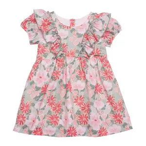 Vestido Infantil Floral<BR>- Rosa & Verde<BR>- Pinoti Baby & Kids