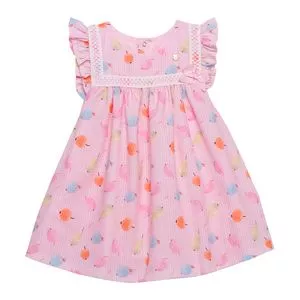 Vestido Infantil Frutinhas<BR>- Rosa & Azul<BR>- Pinoti Baby & Kids