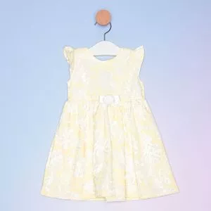 Vestido Infantil Floral<BR>- Amarelo Claro & Branco<BR>- Noruega