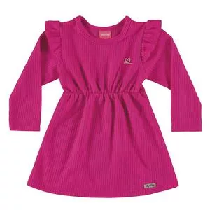 Vestido Infantil Canelado<BR>- Pink<BR>- KELY&KETY