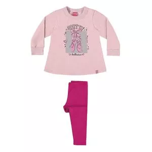 Conjunto Infantil De Blusão Pretty & Legging<BR>- Rosa Claro & Pink<BR>- KELY&KETY