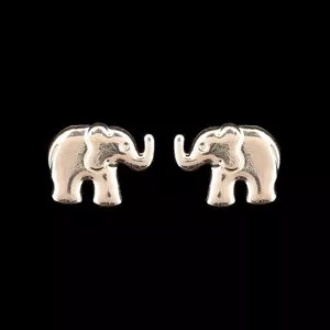 Par De Brincos Elefante Banhado A Ouro 18K<BR>- Dourado<BR>- 0,6x0,9cm<BR>- Kumbaya