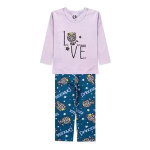 Conjunto Infantil De Camiseta Love & Legging<BR>- Lilás & Verde<BR>- Laluna