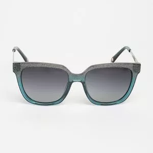 Óculos De Sol Quadrado<BR>- Azul & Prateado<BR>- Carmim