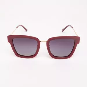 Óculos De Sol Quadrado<BR>- Preto & Vermelho<BR>- Carmim