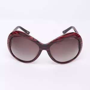 Óculos De Sol Arredondado Abstrato<BR>- Vermelho Escuro & Preto<BR>- Triton Eyewear