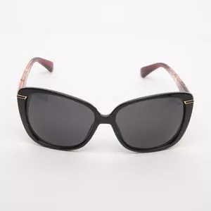 Óculos De Sol Arredondado<BR>- Preto & Bordô<BR>- Triton Eyewear