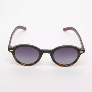 Óculos De Sol Arredondado<BR>- Preto & Laranja Escuro<BR>- Triton Eyewear