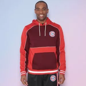 Blusão Bayern® Em Moletom<BR>- Vermelho & Bordô<BR>- Head
