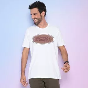 Camiseta Wrangler®<BR>- Branca & Roxa<BR>- Wrangler