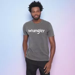 Camiseta Wrangler®<BR>- Preta & Branca<BR>- Wrangler