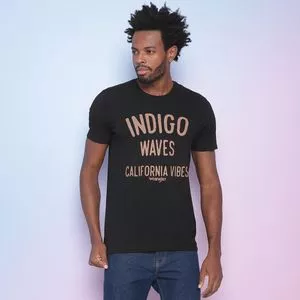 Camiseta Índigo Waves<BR>- Preta & Marrom Claro<BR>- Wrangler