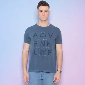 Camiseta Estonada Com Recortes<BR>- Azul Marinho