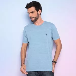 Camiseta Com Logo<BR>- Azul Claro & Azul<BR>- Limits