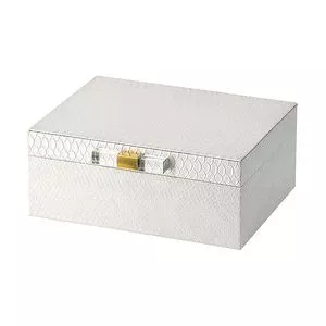 Caixa Decorativa Bella<BR>- Off White & Dourada<BR>- 10,5x26x21cm<BR>- Liv.in