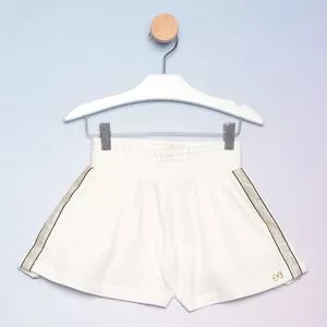 Short Infantil Com Recortes<BR>- Off White & Dourado<BR>- Luluzinha