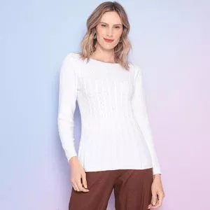 Suéter Em Tricô<BR>- Branco