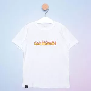 Camiseta Infantil Fire<BR>- Branca & Amarela