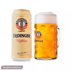 Cerveja Erdinger Com Caneca<BR>- Alemanha, Baviera<BR>- 500ml<BR>- Bier & Wein