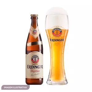 Cerveja Erdinger German Hefeweizen Com Copo<BR>- Alemanha, Baviera<BR>- 500ml<BR>- Bier & Wein