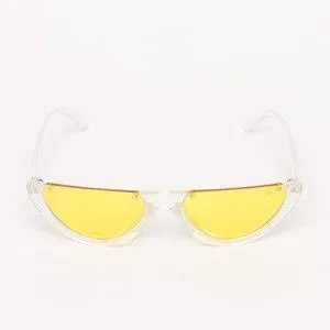 Óculos De Sol Retangular<BR>- Incolor & Amarelo