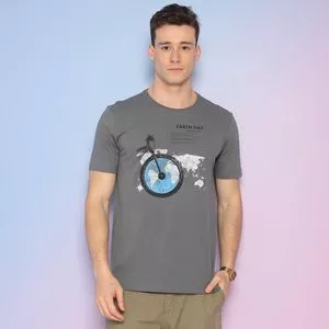 Camiseta Earth Day<BR>- Cinza Escuro & Preta<BR>- Colisão