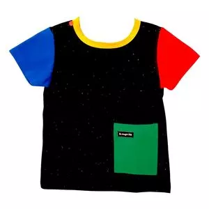 Camiseta Infantil Com Recortes<BR>- Preta & Verde