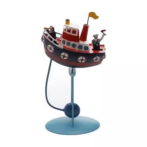 Figura Decorativa Barco<BR>- Inox & Vermelha<BR>- 30x17x9cm<BR>- Wolff