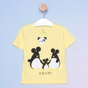 Camiseta Infantil Família Pinguim<BR>- Amarelo Claro & Preta<BR>- MiniTips