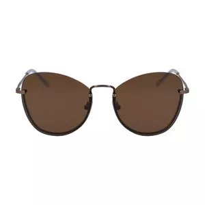 Óculos De Sol Arredondado<BR>- Marrom Escuro & Bronze<BR>- DKNY