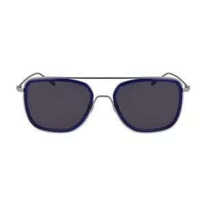 Óculos De Sol Quadrado<BR>- Preto & Prateado<BR>- Calvin Klein