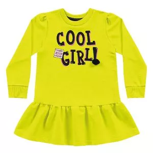 Vestido Infantil Com Inscrição<BR>- Amarelo & Preto<BR>- Fakini Kids