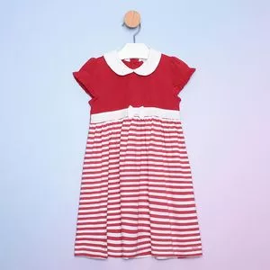 Vestido Infantil Listrado<BR>- Branco & Vermelho<BR>- Noruega
