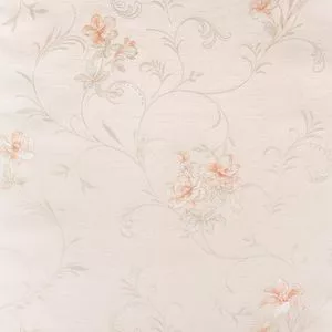 Papel De Parede Floral<BR>- Bege & Laranja Claro<BR>- 53x1000cm<BR>- Evolux