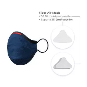 Kit De Máscara & Filtros Fiber Air<BR>- Azul Marinho & Branco<BR>- 31Pçs<BR>- Knit Fiber