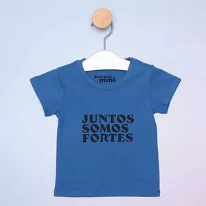 Camiseta Infantil Juntos Somos Fortes<BR>- Azul & Preta<BR>- Reserva Mini