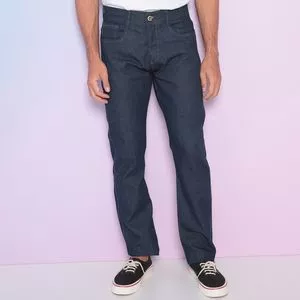 Calça Jeans Reta Com Bolsos<BR>- Azul Marinho<BR>- Optimist
