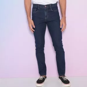 Calça Jeans Skinny Com Bolsos<BR>- Azul Marinho<BR>- Optimist