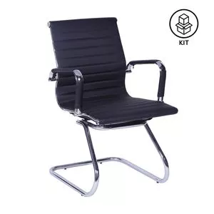 Jogo De Cadeiras Office Eames Esteirinha<BR>- Preto & Prateado<BR>- 2Pçs<BR>- Or Design