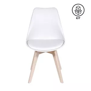 Jogo De Cadeiras Joly<BR>- Branco & Madeira Clara<BR>- 2Pçs<BR>- Or Design