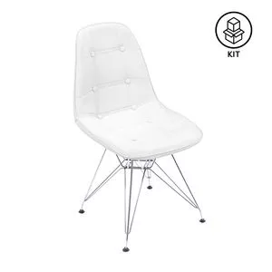 Jogo De Cadeiras Eames Botonê<BR>- Branco & Prateado<BR>- 2Pçs<BR>- Or Design