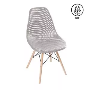 Jogo De Cadeiras Eames Colmeia<BR>- Fendi & Madeira Clara<BR>- 2Pçs<BR>- Or Design