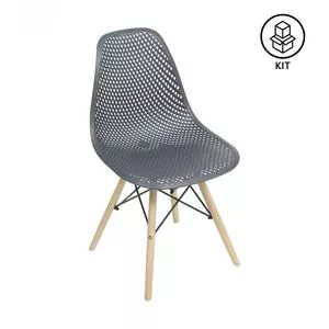 Jogo De Cadeiras Eames Colmeia<BR>- Preto & Madeira<BR>- 2Pçs<BR>- Or Design