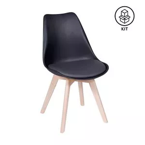 Jogo De Cadeiras Joly<BR>- Preto & Madeira<BR>- 4Pçs<BR>- Or Design