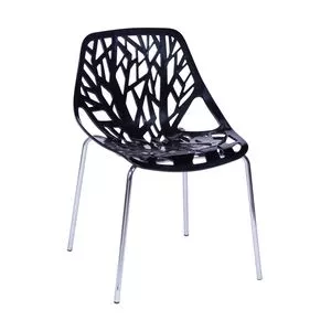 Cadeira Folha<BR>- Preta & Prateada<BR>- 80x54x43cm<BR>- Or Design